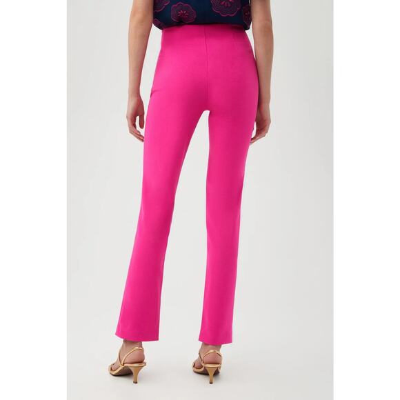 NWT Trina Turk Women sz 2 Carine 2 Pant HOT PINK Workwear Cropped Slit MSRP $248 - Picture 2 of 15